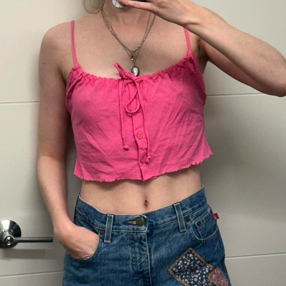 Vintage 90s pink cropped milk maid top